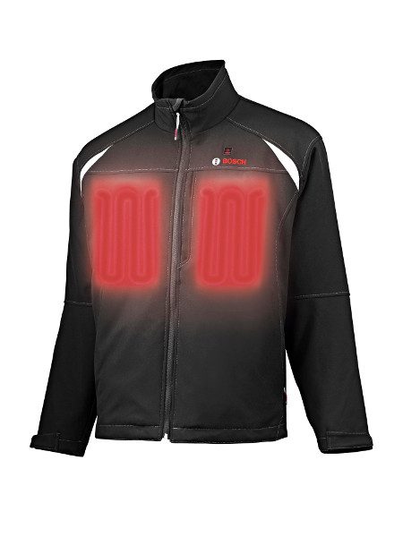 3 minutes suffisent pour réchauffer
cette veste comportant des coussins
en fibre de carbone. © Bosch