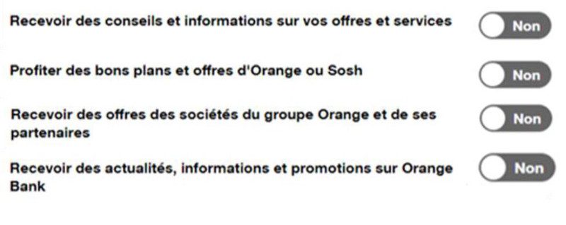 Exemple de Privacy Center de l’espace client d’Orange. © Converteo